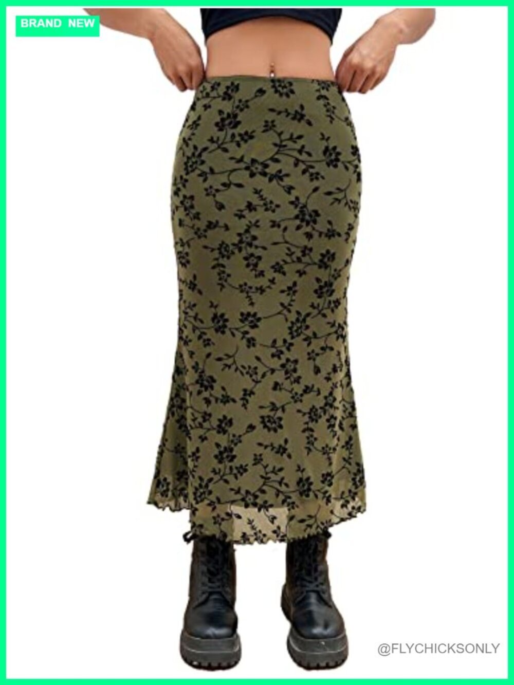 High Waisted Mesh Mermaid Skirt Y2k Bodycon Long Skirt Goth